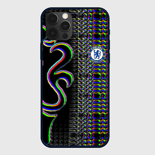 Чехол iPhone 12 Pro Max Chelsea fc glitch / 3D-Черный – фото 1