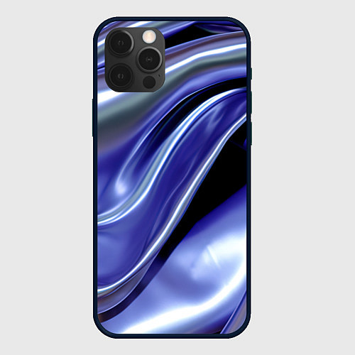 Чехол iPhone 12 Pro Max Синяя вязкая абстракция / 3D-Черный – фото 1