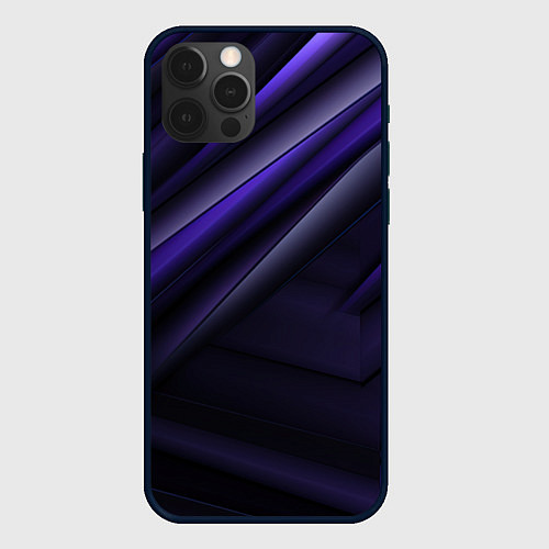 Чехол iPhone 12 Pro Max Черный фиолетовый фон с абстракцией / 3D-Черный – фото 1