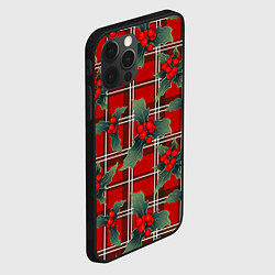 Чехол для iPhone 12 Pro Max Остролист на красной шотландке, цвет: 3D-черный — фото 2