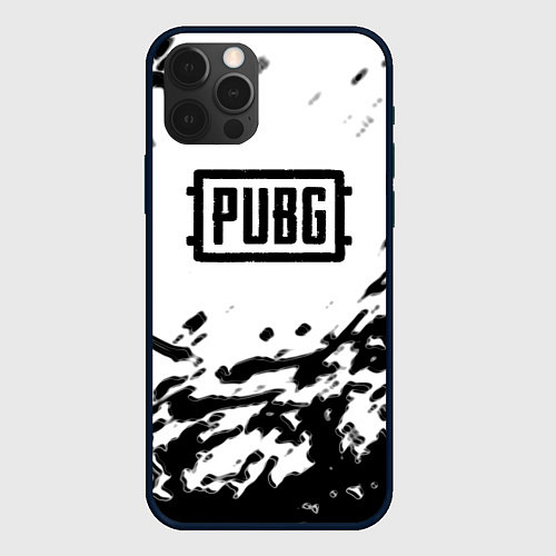 Чехол iPhone 12 Pro Max PUBG black color splash game / 3D-Черный – фото 1