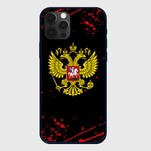 Чехол iPhone 12 Pro Max Краски Россия герб / 3D-Черный – фото 1