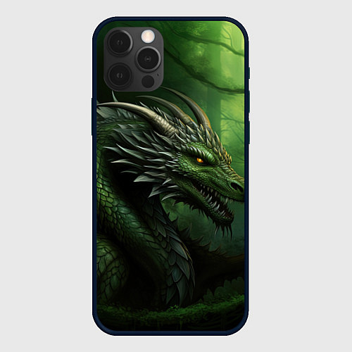 Чехол iPhone 12 Pro Max Зеленый дракон символ 2024 / 3D-Черный – фото 1