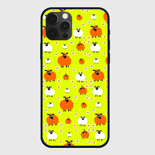 Чехол iPhone 12 Pro Max Стадо овец в поле / 3D-Черный – фото 1