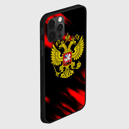 Чехол iPhone 12 Pro Max Герб РФ патриотический краски / 3D-Черный – фото 2