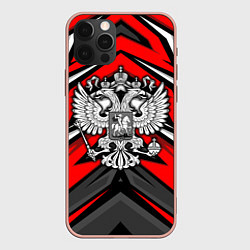 Чехол для iPhone 12 Pro Max Россия - красная геометрия, цвет: 3D-светло-розовый