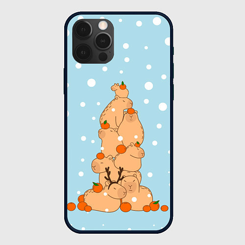 Чехол iPhone 12 Pro Max Гора капибара в снегу / 3D-Черный – фото 1