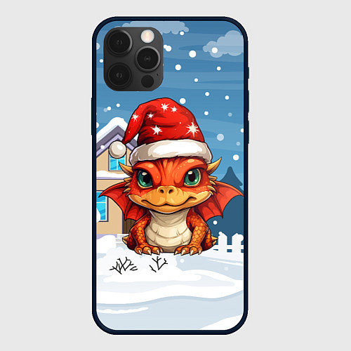 Чехол iPhone 12 Pro Max Новый год дракона 2024 / 3D-Черный – фото 1
