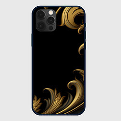 Чехол iPhone 12 Pro Max Золотой узор в виде пера
