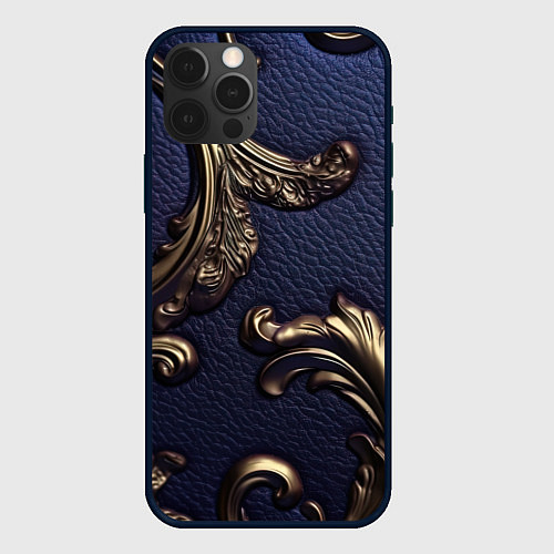Чехол iPhone 12 Pro Max Классические позолоченные объемные узоры / 3D-Черный – фото 1