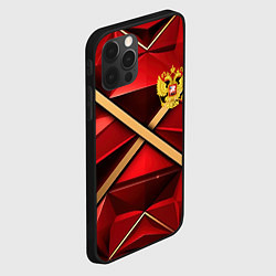 Чехол для iPhone 12 Pro Max Герб России на красном абстрактном фоне, цвет: 3D-черный — фото 2
