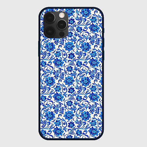 Чехол iPhone 12 Pro Max Гжель классика / 3D-Черный – фото 1