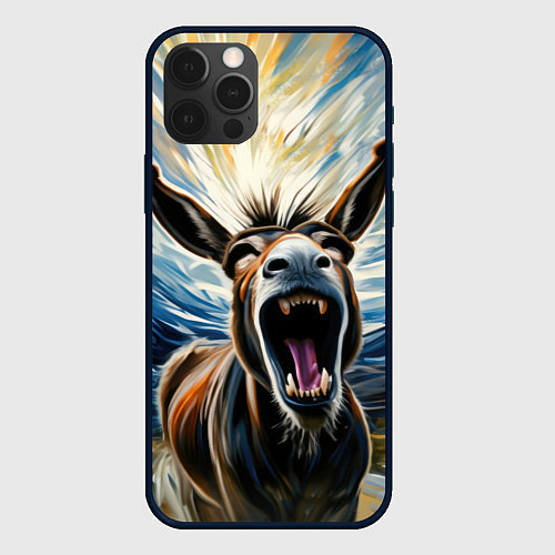 Чехол iPhone 12 Pro Max Крик осла / 3D-Черный – фото 1