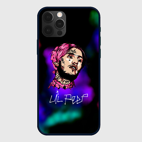 Чехол iPhone 12 Pro Max Lil peep рэп неоновый градиент / 3D-Черный – фото 1