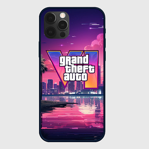 Чехол iPhone 12 Pro Max GTA 6 nigh city / 3D-Черный – фото 1