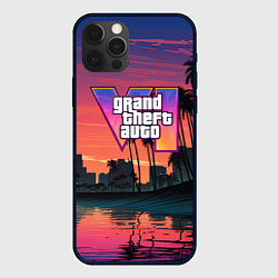 Чехол iPhone 12 Pro Max GTA 6 лого на фоне заката