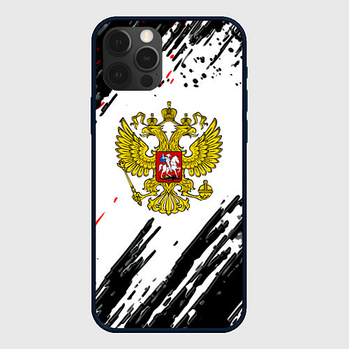 Чехол iPhone 12 Pro Max Россия герб рф спорт краски / 3D-Черный – фото 1