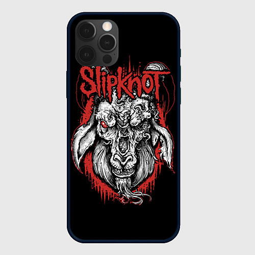 Чехол iPhone 12 Pro Max Slipknot - козёл / 3D-Черный – фото 1