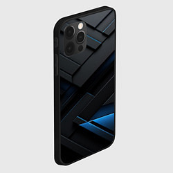 Чехол для iPhone 12 Pro Max Голубая неоновая полоса на черном, цвет: 3D-черный — фото 2
