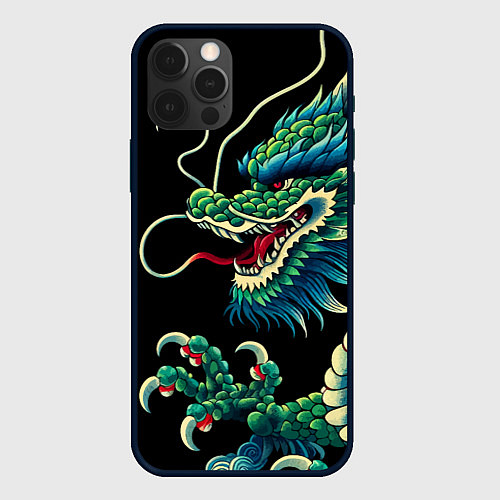 Чехол iPhone 12 Pro Max Japanese irezumi - dragon / 3D-Черный – фото 1