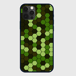 Чехол для iPhone 12 Pro Max Камуфляж гексагон лесной, цвет: 3D-черный