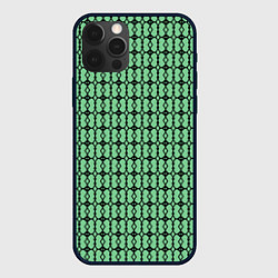 Чехол iPhone 12 Pro Max Чёрные узоры на зелёном