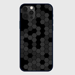 Чехол iPhone 12 Pro Max Камуфляж гексагон черный