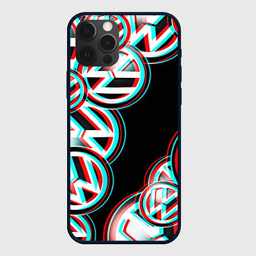 Чехол iPhone 12 Pro Max Volkswagen glitch pattern / 3D-Черный – фото 1