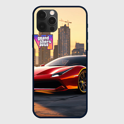 Чехол iPhone 12 Pro Max GTA 6 Vice city / 3D-Черный – фото 1