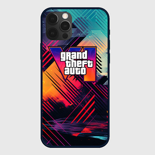 Чехол iPhone 12 Pro Max GTA 6 аbstract logo / 3D-Черный – фото 1