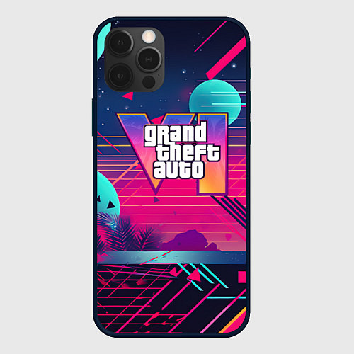 Чехол iPhone 12 Pro Max GTA 6 логотип и абстракция / 3D-Черный – фото 1