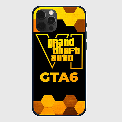 Чехол iPhone 12 Pro Max GTA6 - gold gradient / 3D-Черный – фото 1