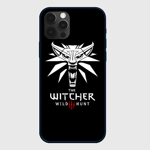 Чехол iPhone 12 Pro Max The Witcher белое лого гейм / 3D-Черный – фото 1