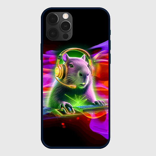 Чехол iPhone 12 Pro Max Capybara is an avid gamer / 3D-Черный – фото 1