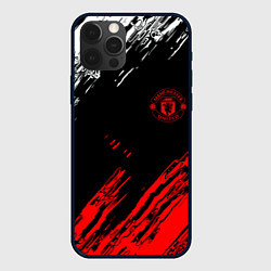 Чехол для iPhone 12 Pro Max ФК Манчестер Юнайтед спортивные краски, цвет: 3D-черный