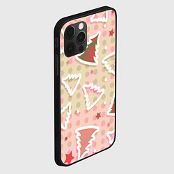 Чехол для iPhone 12 Pro Max Розовые узоры ёлки, цвет: 3D-черный — фото 2