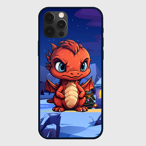 Чехол iPhone 12 Pro Max Забавный красный дракон 2024 / 3D-Черный – фото 1