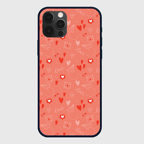 Чехол iPhone 12 Pro Max Love heart message pattern / 3D-Черный – фото 1