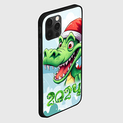 Чехол для iPhone 12 Pro Max Зеленый счастливый дракон новогодний, цвет: 3D-черный — фото 2