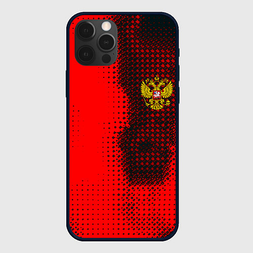 Чехол iPhone 12 Pro Max Россия герб спорт краски / 3D-Черный – фото 1