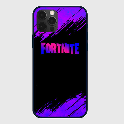 Чехол iPhone 12 Pro Max Fortnite epic games neon / 3D-Черный – фото 1