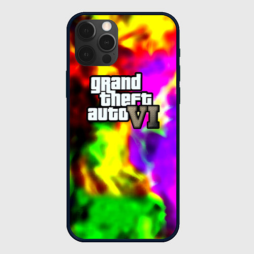 Чехол iPhone 12 Pro Max Gta6 неоновый огонь вайстити / 3D-Черный – фото 1