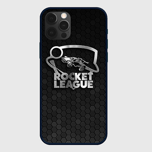 Чехол iPhone 12 Pro Max Rocket League - metal logo / 3D-Черный – фото 1