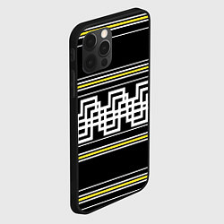 Чехол для iPhone 12 Pro Max Греческие линии жёлтые и белые, цвет: 3D-черный — фото 2