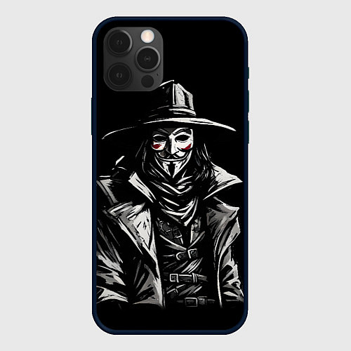 Чехол iPhone 12 Pro Max Гай фокс на чёрном фоне / 3D-Черный – фото 1