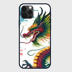 Чехол iPhone 12 Pro Max Japanese dragon - engraving art
