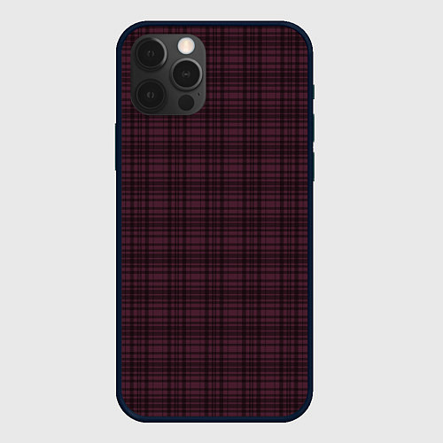Чехол iPhone 12 Pro Max Клетчатый тёмно-красный / 3D-Черный – фото 1