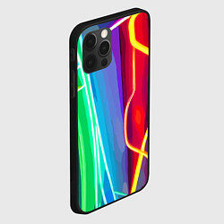 Чехол для iPhone 12 Pro Max Абстрактные цветные полосы - композиция, цвет: 3D-черный — фото 2