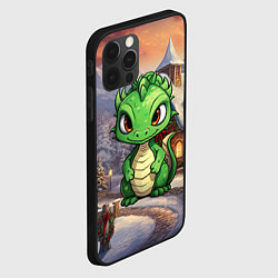 Чехол для iPhone 12 Pro Max Дракон и новогодний город, цвет: 3D-черный — фото 2