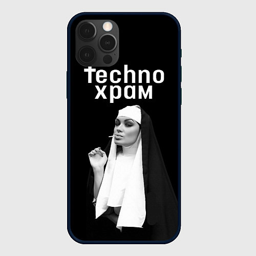 Чехол iPhone 12 Pro Max Techno храм монашка надменный взгляд / 3D-Черный – фото 1